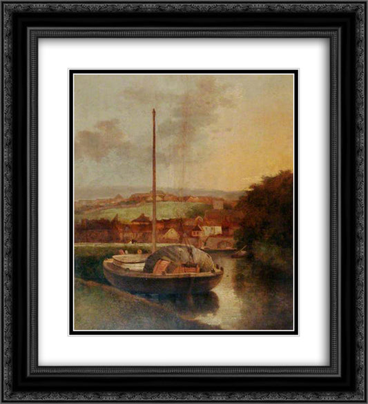 A View on the Wensum, Norfolk 20x22 Black Ornate Wood Framed Art Print Poster with Double Matting by Crome, John