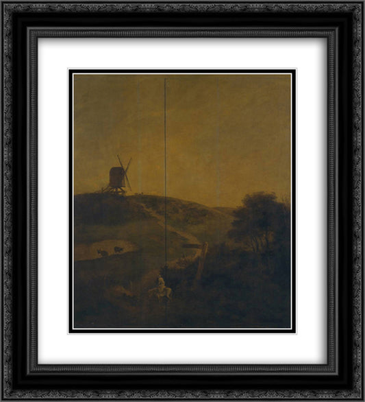 A Windmill near Norwich 20x22 Black Ornate Wood Framed Art Print Poster with Double Matting by Crome, John