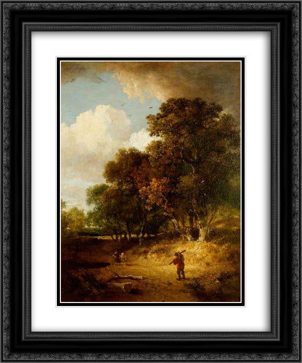 A Woody Landscape 20x24 Black Ornate Wood Framed Art Print Poster with Double Matting by Crome, John