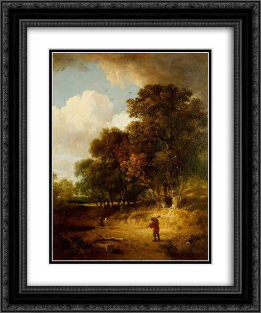 A Woody Landscape 20x24 Black Ornate Wood Framed Art Print Poster with Double Matting by Crome, John