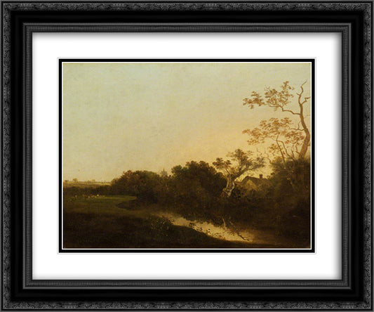 At Honingham, Norfolk 24x20 Black Ornate Wood Framed Art Print Poster with Double Matting by Crome, John