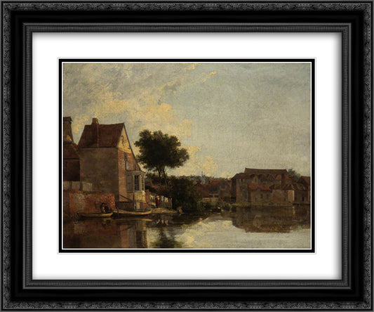 Back of the New Mills, Norfolk 24x20 Black Ornate Wood Framed Art Print Poster with Double Matting by Crome, John