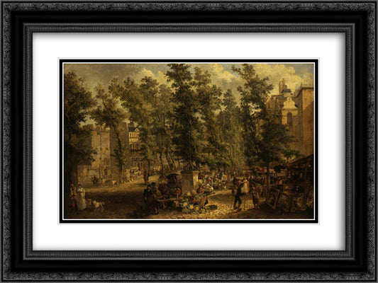 Boulevard des Italiens, Paris 24x18 Black Ornate Wood Framed Art Print Poster with Double Matting by Crome, John