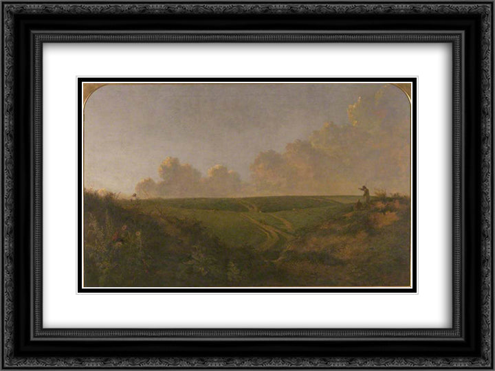 delete 24x18 Black Ornate Wood Framed Art Print Poster with Double Matting by Crome, John