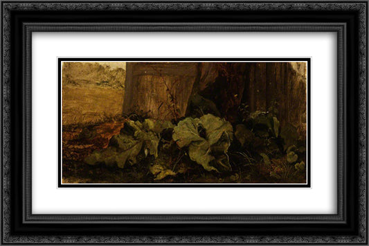 Dock Leaves 24x16 Black Ornate Wood Framed Art Print Poster with Double Matting by Crome, John