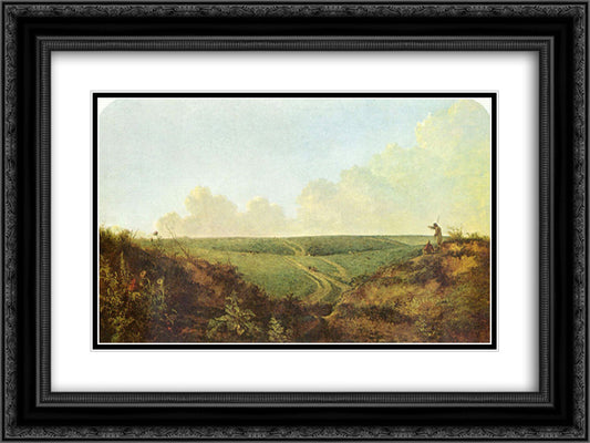 Mousehold Heath, Norwich 24x18 Black Ornate Wood Framed Art Print Poster with Double Matting by Crome, John