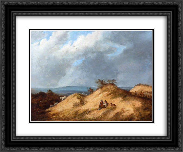 Mousehold Heath 24x20 Black Ornate Wood Framed Art Print Poster with Double Matting by Crome, John