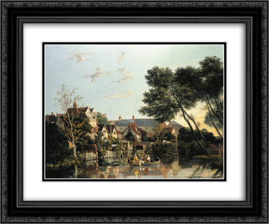 Norwich River Afternoon 24x20 Black Ornate Wood Framed Art Print Poster with Double Matting by Crome, John