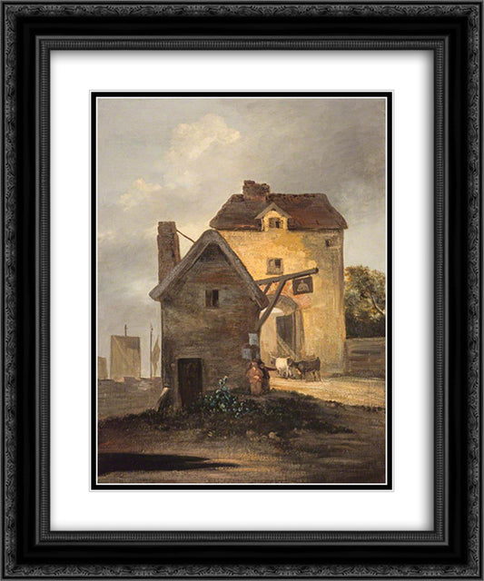 The Bell Inn 20x24 Black Ornate Wood Framed Art Print Poster with Double Matting by Crome, John