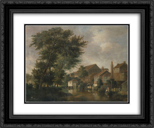 The River Wensum, Norwich 24x20 Black Ornate Wood Framed Art Print Poster with Double Matting by Crome, John