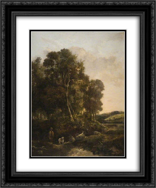 The Way through the Wood 20x24 Black Ornate Wood Framed Art Print Poster with Double Matting by Crome, John