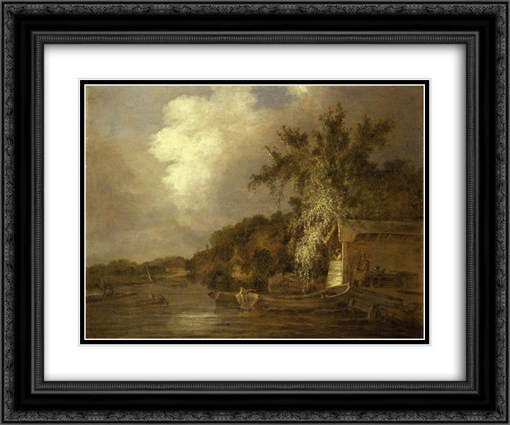 The Yare at Thorpe, Norwich 24x20 Black Ornate Wood Framed Art Print Poster with Double Matting by Crome, John