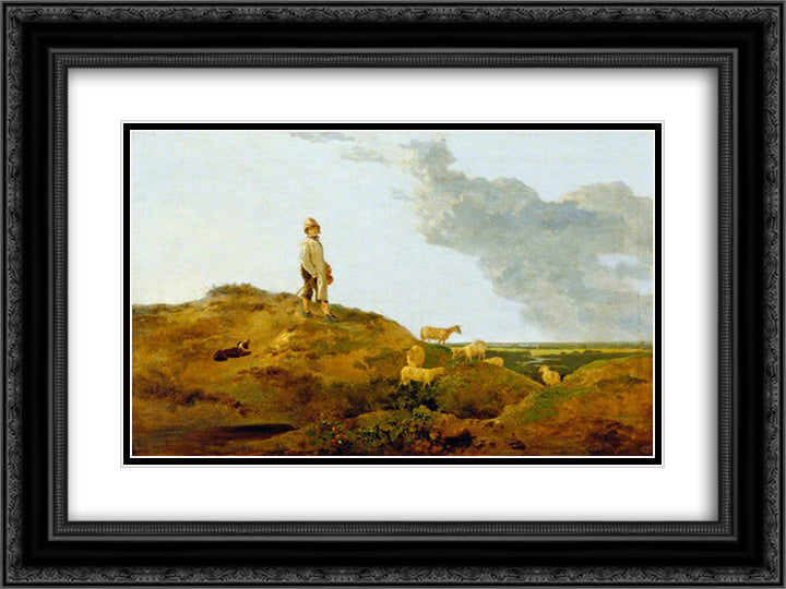 View on Mousehold Heath, near Norwich 24x18 Black Ornate Wood Framed Art Print Poster with Double Matting by Crome, John