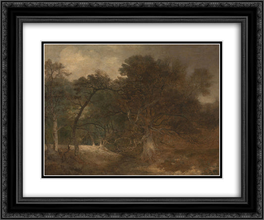 Woodland Landscape near Norwich 24x20 Black Ornate Wood Framed Art Print Poster with Double Matting by Crome, John