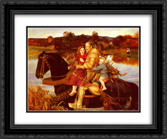 A Dream of the Past Sir Isumbras at the Ford 24x20 Black Ornate Wood Framed Art Print Poster with Double Matting by Millais, John Everett