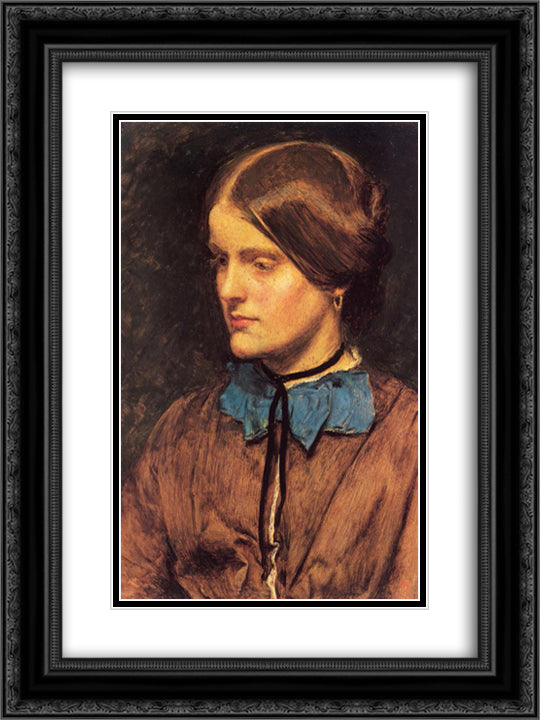 Annie Miller 18x24 Black Ornate Wood Framed Art Print Poster with Double Matting by Millais, John Everett