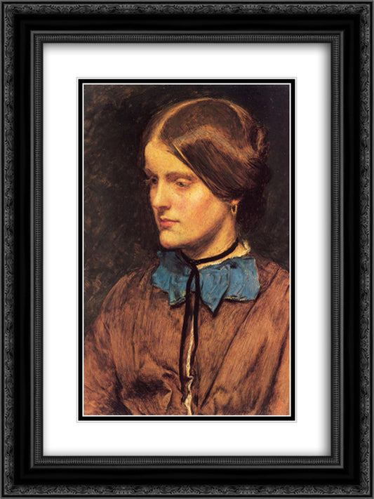 Annie Miller 18x24 Black Ornate Wood Framed Art Print Poster with Double Matting by Millais, John Everett