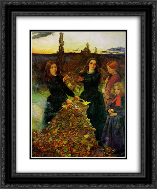 Autumn Leaves 20x24 Black Ornate Wood Framed Art Print Poster with Double Matting by Millais, John Everett