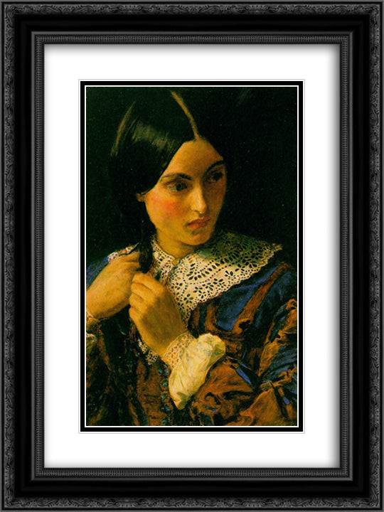 Beauty 18x24 Black Ornate Wood Framed Art Print Poster with Double Matting by Millais, John Everett