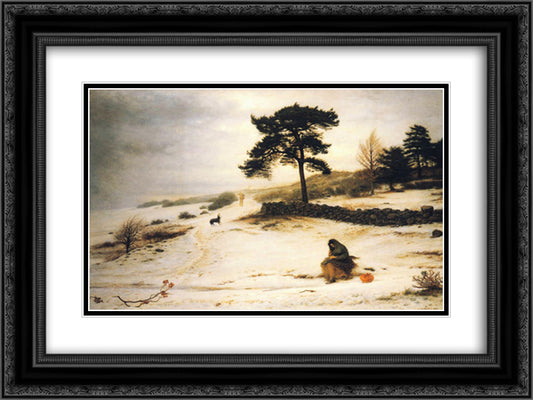 Blow, Blow Thou Winter Wind 24x18 Black Ornate Wood Framed Art Print Poster with Double Matting by Millais, John Everett