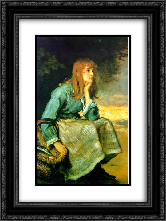 Caller Herrin' 18x24 Black Ornate Wood Framed Art Print Poster with Double Matting by Millais, John Everett