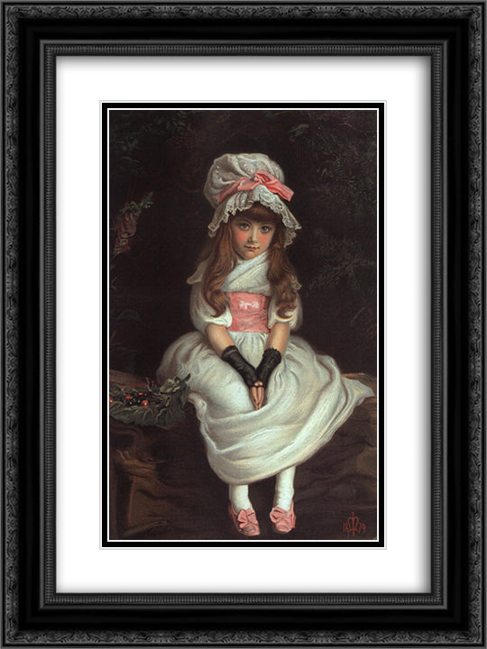 Cherry Ripe 18x24 Black Ornate Wood Framed Art Print Poster with Double Matting by Millais, John Everett