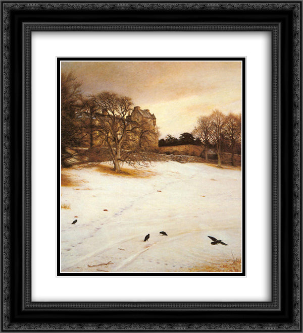 Christmas-Eve 20x22 Black Ornate Wood Framed Art Print Poster with Double Matting by Millais, John Everett