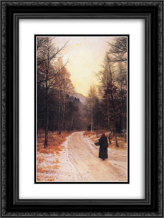 Glen Birnam 18x24 Black Ornate Wood Framed Art Print Poster with Double Matting by Millais, John Everett