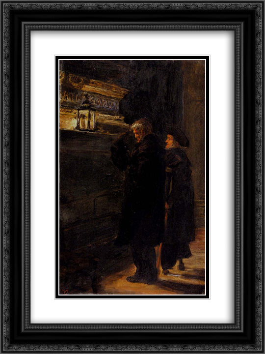 Greenwich Pensioners At The Tomb Of Nelson 18x24 Black Ornate Wood Framed Art Print Poster with Double Matting by Millais, John Everett