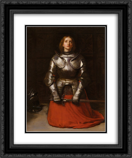 Joan of Arc 20x24 Black Ornate Wood Framed Art Print Poster with Double Matting by Millais, John Everett