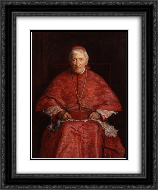 John Henry Newman 20x24 Black Ornate Wood Framed Art Print Poster with Double Matting by Millais, John Everett