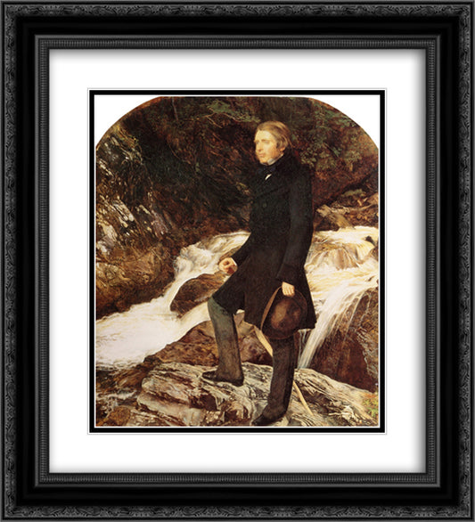 John Ruskin 20x22 Black Ornate Wood Framed Art Print Poster with Double Matting by Millais, John Everett