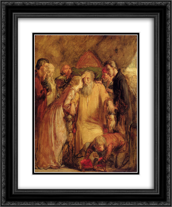 Lear And Cordelia 20x24 Black Ornate Wood Framed Art Print Poster with Double Matting by Millais, John Everett