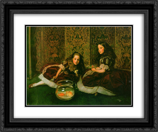 Leisure Hours 24x20 Black Ornate Wood Framed Art Print Poster with Double Matting by Millais, John Everett