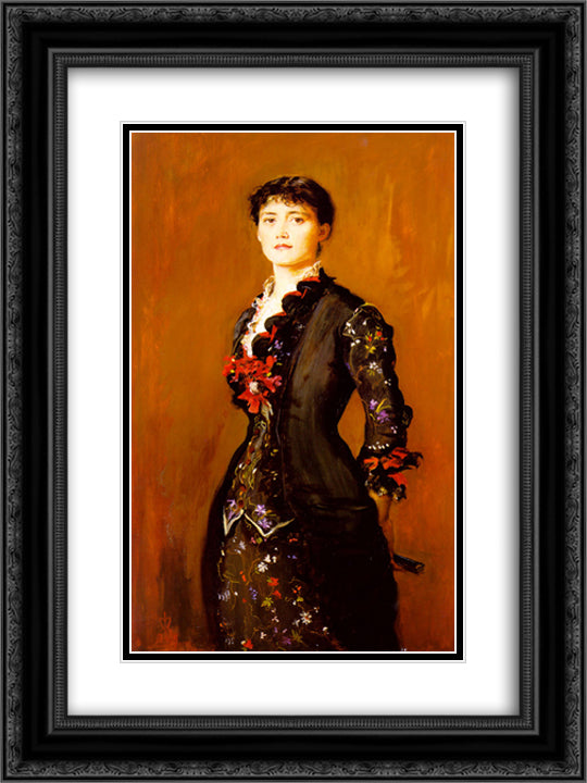 Louise Jopling 18x24 Black Ornate Wood Framed Art Print Poster with Double Matting by Millais, John Everett