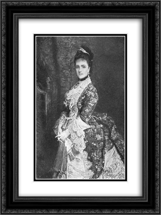 Madame Bischoffsheim 18x24 Black Ornate Wood Framed Art Print Poster with Double Matting by Millais, John Everett