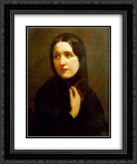 Mariana 20x24 Black Ornate Wood Framed Art Print Poster with Double Matting by Millais, John Everett