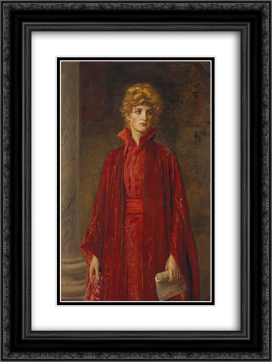 Portia 18x24 Black Ornate Wood Framed Art Print Poster with Double Matting by Millais, John Everett