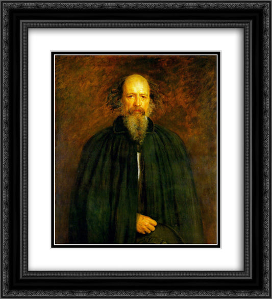 Portrait of Lord Alfred Tennyson 20x22 Black Ornate Wood Framed Art Print Poster with Double Matting by Millais, John Everett