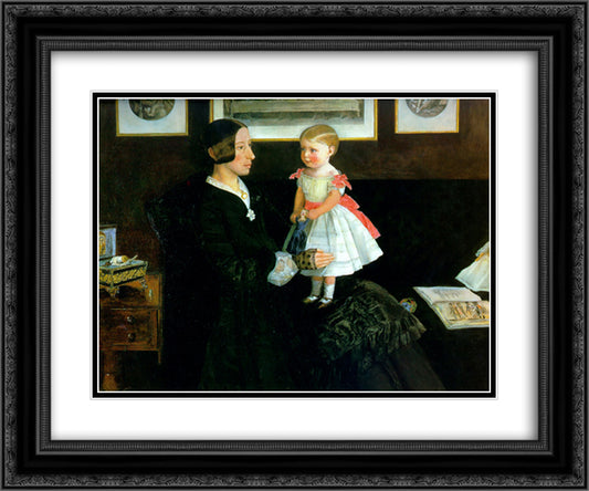 Portrait of Mrs James Wyatt 24x20 Black Ornate Wood Framed Art Print Poster with Double Matting by Millais, John Everett