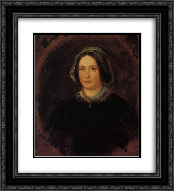 Portrait of Mrs William Evamy, The Artists Aunt 20x22 Black Ornate Wood Framed Art Print Poster with Double Matting by Millais, John Everett