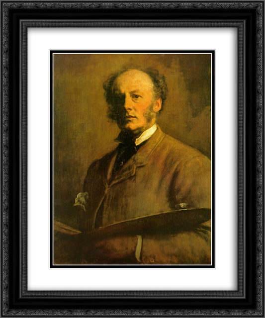 Self-Portrait 20x24 Black Ornate Wood Framed Art Print Poster with Double Matting by Millais, John Everett