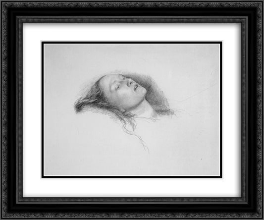 Study for Ophelia 24x20 Black Ornate Wood Framed Art Print Poster with Double Matting by Millais, John Everett