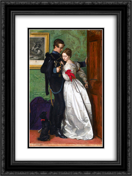 The Black Brunswicker 18x24 Black Ornate Wood Framed Art Print Poster with Double Matting by Millais, John Everett