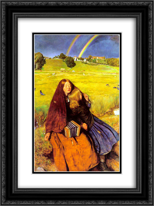 The Blind Girl 18x24 Black Ornate Wood Framed Art Print Poster with Double Matting by Millais, John Everett