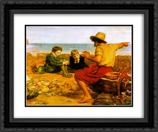 The Boyhood of Raleigh 24x20 Black Ornate Wood Framed Art Print Poster with Double Matting by Millais, John Everett