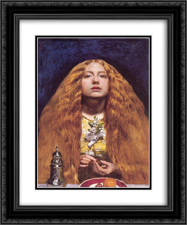 The Bridesmaid 20x24 Black Ornate Wood Framed Art Print Poster with Double Matting by Millais, John Everett