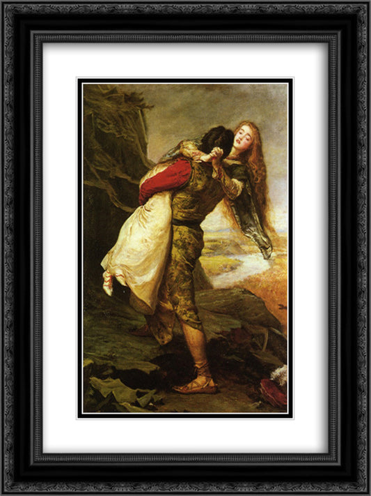 The Crown of Love 18x24 Black Ornate Wood Framed Art Print Poster with Double Matting by Millais, John Everett