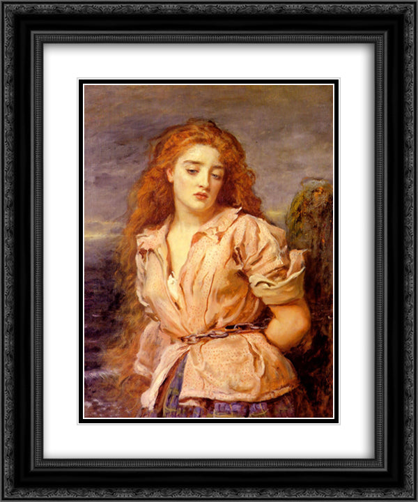 The Matyr of the Solway 20x24 Black Ornate Wood Framed Art Print Poster with Double Matting by Millais, John Everett