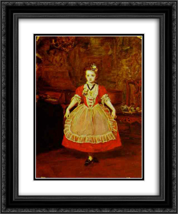 The Minuet 20x24 Black Ornate Wood Framed Art Print Poster with Double Matting by Millais, John Everett